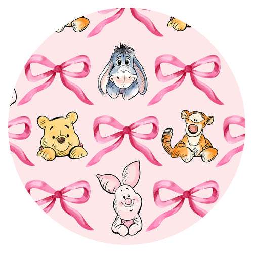 Sunny Bear and Pig Friends Bow Bamboo Fitted Crib Sheet
