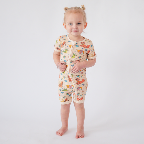 FancyPrince Fox Hound Bamboo Short Zipper Romper Pajamas