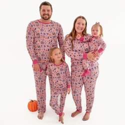 Halloween Witch Sisters Smell Children Purple Bamboo Family Matching Pajamas