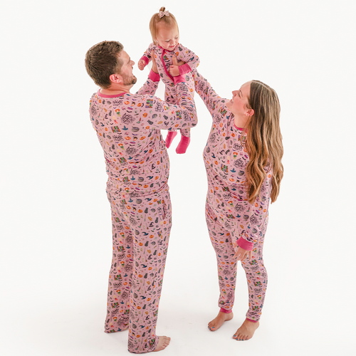 Bear's & Mother's Bear Purple Bamboo Family مطابقة البيجامات