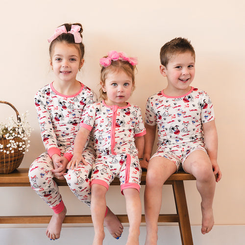 FancyPrince Valentine Dalmatians Bamboo Short Zipper Romper Pajamas