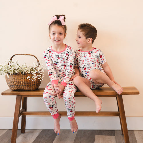 FancyPrince Valentine Dalmatians Kids Bamboo Short Two-Piece Pajama Set