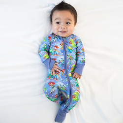 Christmas Toy and Dinosaur Friends Party Baby Bamboo Zipper Romper Pajamas