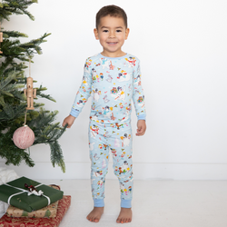 Christmas Woodland Snowman and Friends Kids Bamboo Two-Piece Pajama Set