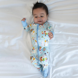 Christmas Woodland Snowman and Friends Baby Bamboo Zipper Romper Pajamas