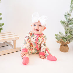 Christmas Green Guy Deer Baby Bamboo Zipper Romper