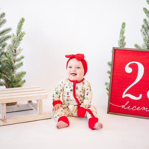 Christmas Tree Bear Star Baby Bamboo Zipper Romper