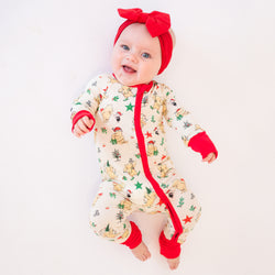 Christmas Tree Bear Star Baby Bamboo Zipper Romper