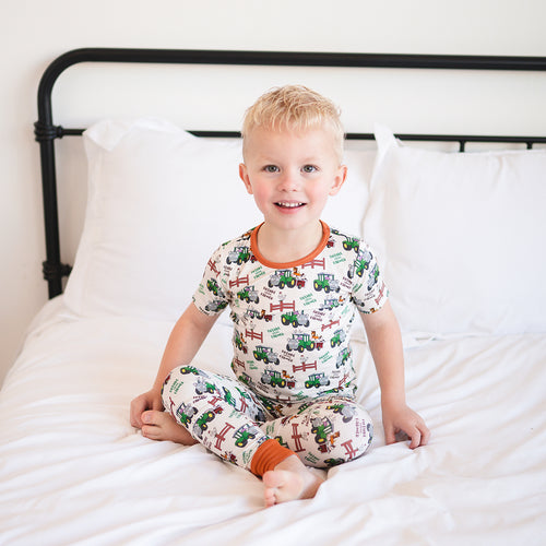 PREORDER FancyPrince Animal Car Farm Kid Brown Bamboo Two-Piece Pajama Set