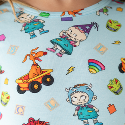 Naughty Diaper Family Dinosaur Kids Bamboo Short Sleeves Dress