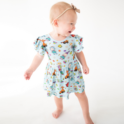 Naughty Diaper Family Dinosaur Twirl Dress With Bodysuit