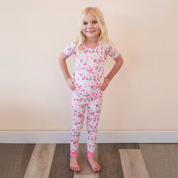 FancyPrince Valentine's Day Bow Cat Kids Bamboo Short Sleeves Long Pants Two-Piece Pajama Set