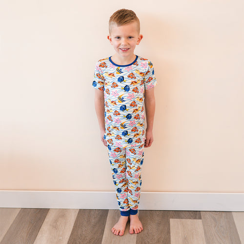 FancyPrince Marine Animals Kids Bamboo Short Sleeves Long Pants Two-Piece Pajama Set