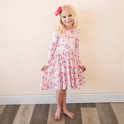 PREORDER FancyPrince Valentine's Day Girl's Bow Cat Kid Bamboo Long Sleeve Dress