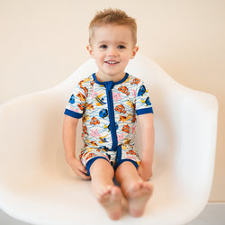 FancyPrince Marine Animals Baby Bamboo Short Zipper Romper Pajamas