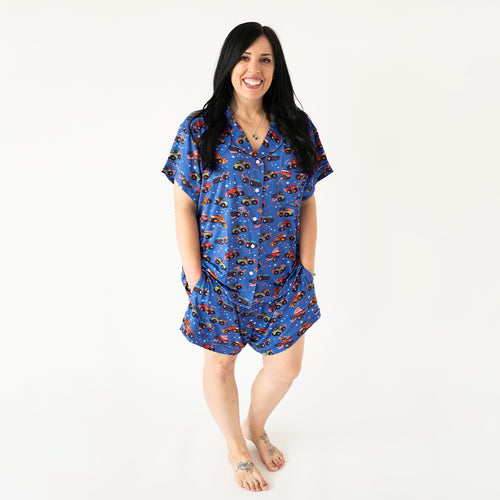4th of July × Monster Truck Blue Bamboo Short Family Matching Pajamas