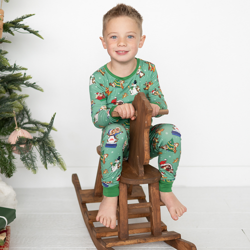 سباق Car Cartoon Kids Bamboo Short Pajama Set