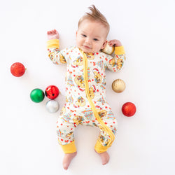 Christmas Tree Bear Baby Bamboo Zipper Romper