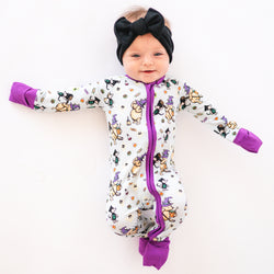 Today's Deals Purple Bamboo Halloween Bear Zippered Footie Pajamas for Babies