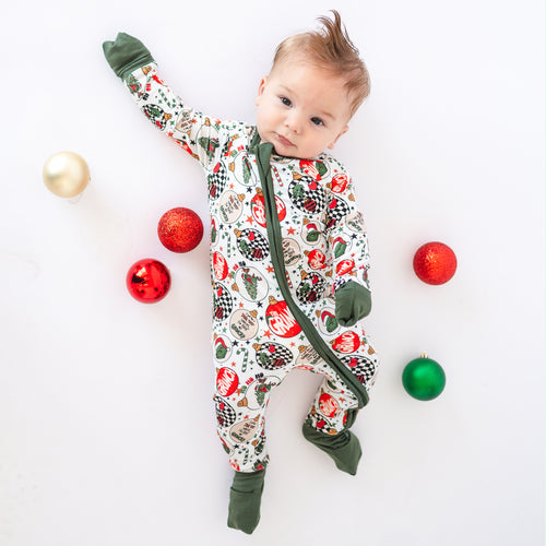 Christmas Sale Tree Green Guy Bamboo Pajama Romper Zippy