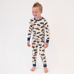 4th of July × Monster Truck Kid Bamboo Two-Piece Pajama Set
