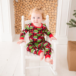 Christmas Green Face Red Bamboo Two-Piece Pajama Set