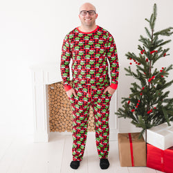 Today’s Deals Christmas Green Face Red Men's Bamboo 2pcs Pajama Set