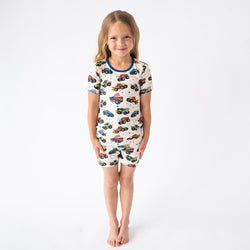 4th of July × Monster Truck Kids Bamboo Short Two-Piece Pajama Set