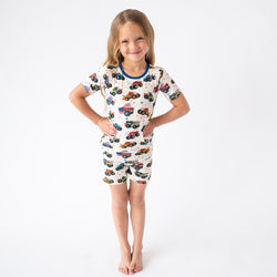 4th of July × Monster Truck Kids Bamboo Short Two-Piece Pajama Set