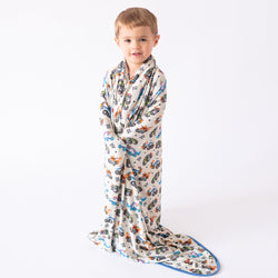 Monster Truck Blue Print Bamboo Blanket