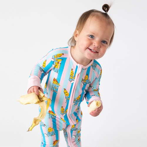 Fancyprince مخطط الموز Baby Bamboo Zipper Romper Pajamas