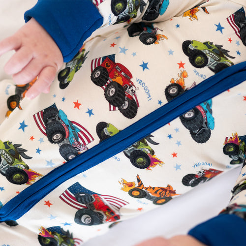 4th of July × Monster Truck Baby Bamboo Zipper Romper Pajamas