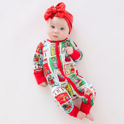 Christmas Green Guy Gift Pattern Bamboo Zippy Romper
