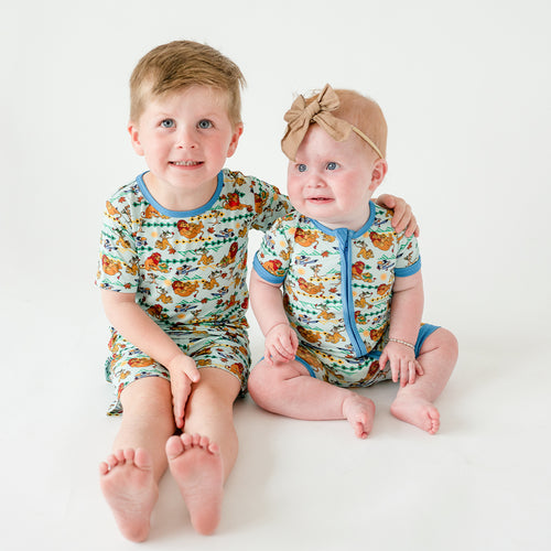 سباق Car Cartoon Kids Bamboo Short Pajama Set