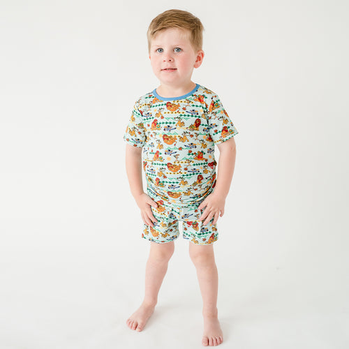 سباق Car Cartoon Kids Bamboo Short Pajama Set