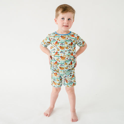 سباق Car Cartoon Kids Bamboo Short Pajama Set