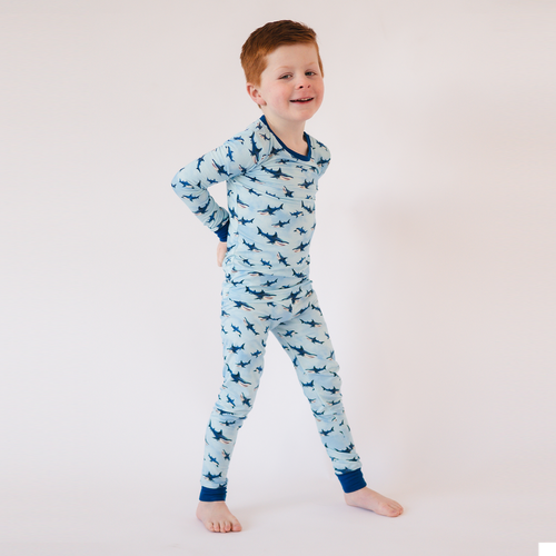 FancyPrince Shark Kid Bamboo Two-Piece Pajama Set