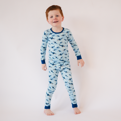 FancyPrince Shark Kid Bamboo Two-Piece Pajama Set