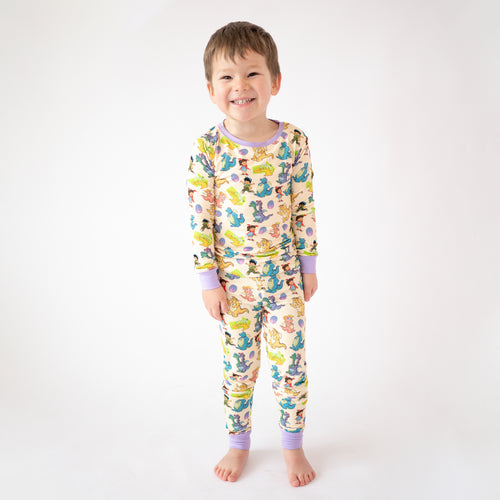 FancyPrince Cartoon Dragon Kid Bamboo Two-Piece Pajama Set