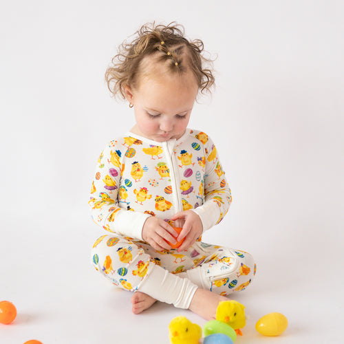 FancyPrince Easter Egg Chick Baby Bamboo Zipper Romper Pajamas