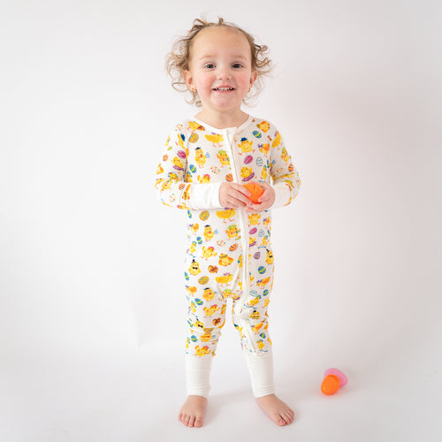 FancyPrince Easter Egg Chick Baby Bamboo Zipper Romper Pajamas