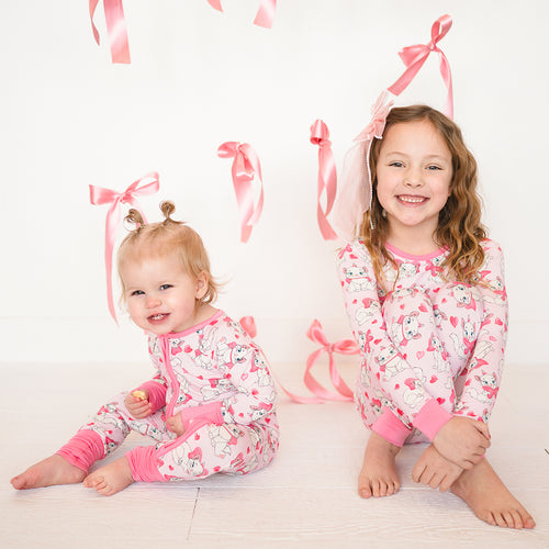 FancyPrince Valentine's Day Bow Cat Kid Bamboo Two-Piece Pajama Set