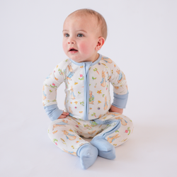 FancyPrince Easter Peter Bunny Blue Baby Bamboo Zipper Romper Pajamas