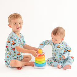 Naughty Diaper Family Dinosaur Kids Bamboo Short Two-Piece Pajama Set