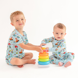 Naughty Diaper Family Dinosaur Baby Bamboo Zipper Romper Pajamas