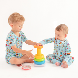 Naughty Diaper Family Dinosaur Baby Bamboo Zipper Romper Pajamas