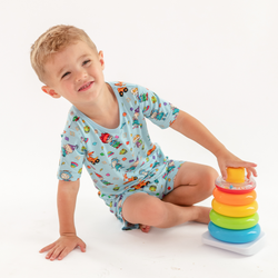 Naughty Diaper Family Dinosaur Kids Bamboo Short Two-Piece Pajama Set