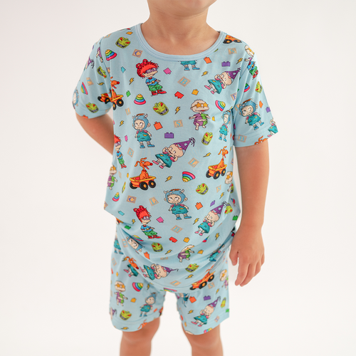 Naughty Diaper Family Dinosaur Kids Bamboo Short Two-Piece Pajama Set