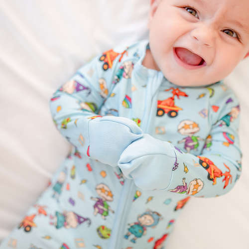 Naughty Diaper Family Dinosaur Baby Bamboo Zipper Romper Pajamas
