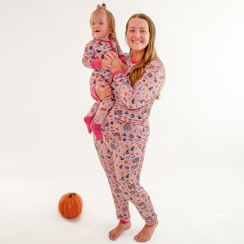 Bear's & Mother's Bear Purple Bamboo Family مطابقة البيجامات